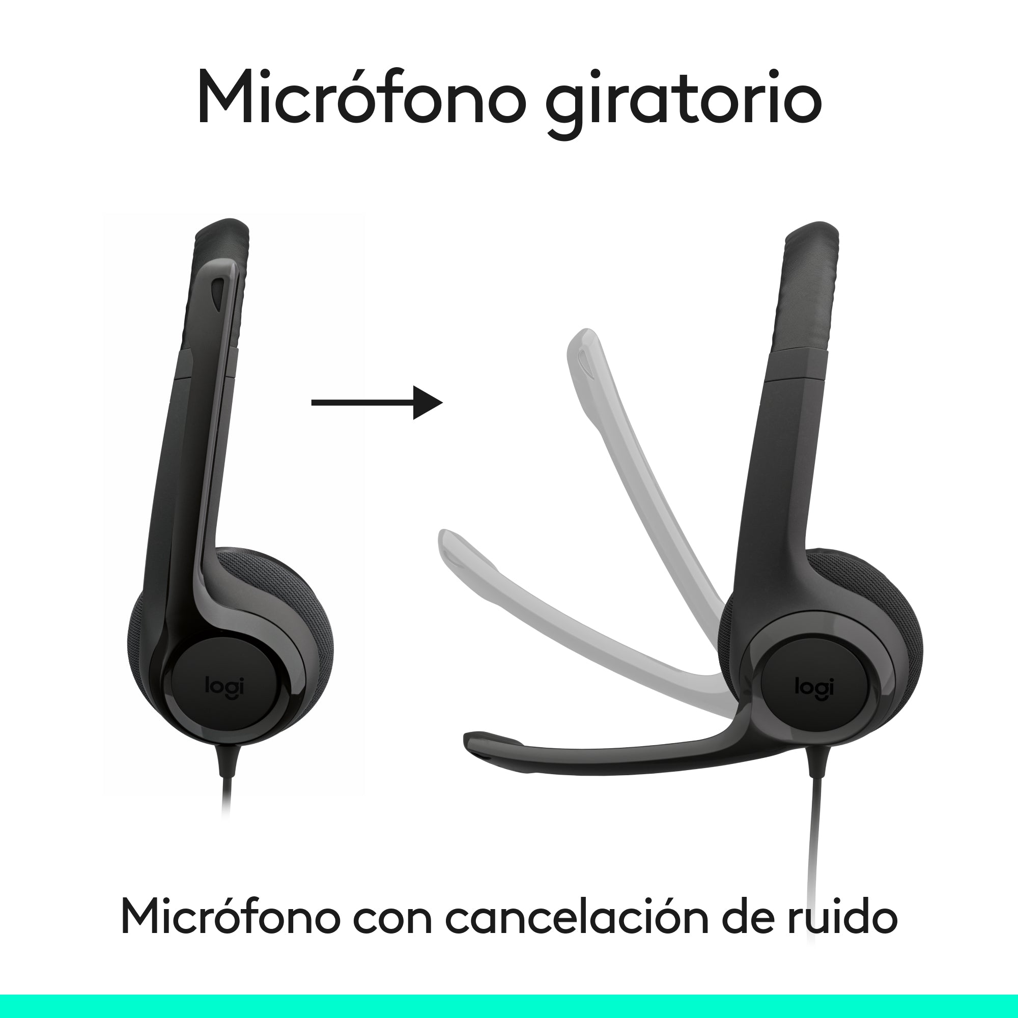 Logitech Auriculares con Cable H390 para PC/Portátil, Auriculares Estéreo con Micrófono con Supresión de Ruido, USB-C, Controles en línea, funciona con Chromebook