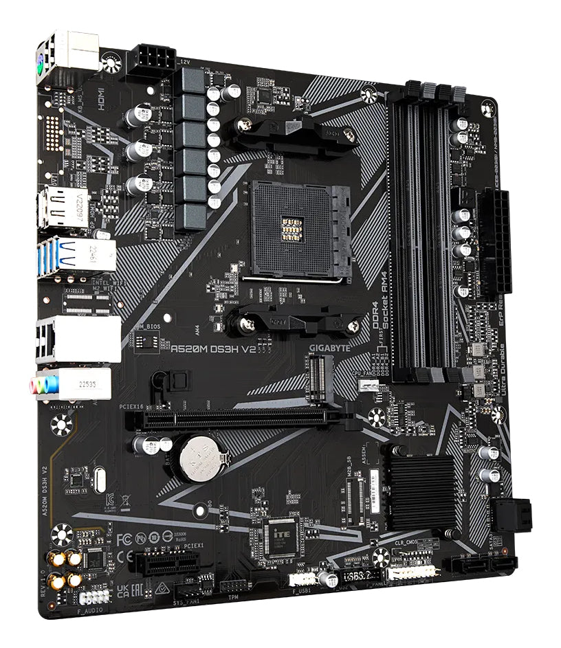 GIGABYTE A520M DS3H V2 Carte Mère AMD Ryzen Série 5000 AM4, DDR4 4733 MHz (OC), PCIe 3.0 x16, LAN GbE, USB 3.2 Gen 1
