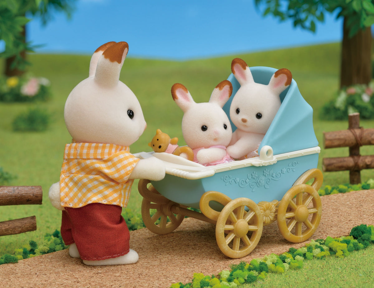 Sylvanian Families Les jumeaux Lapin Chocolat et poussette double - vue 4