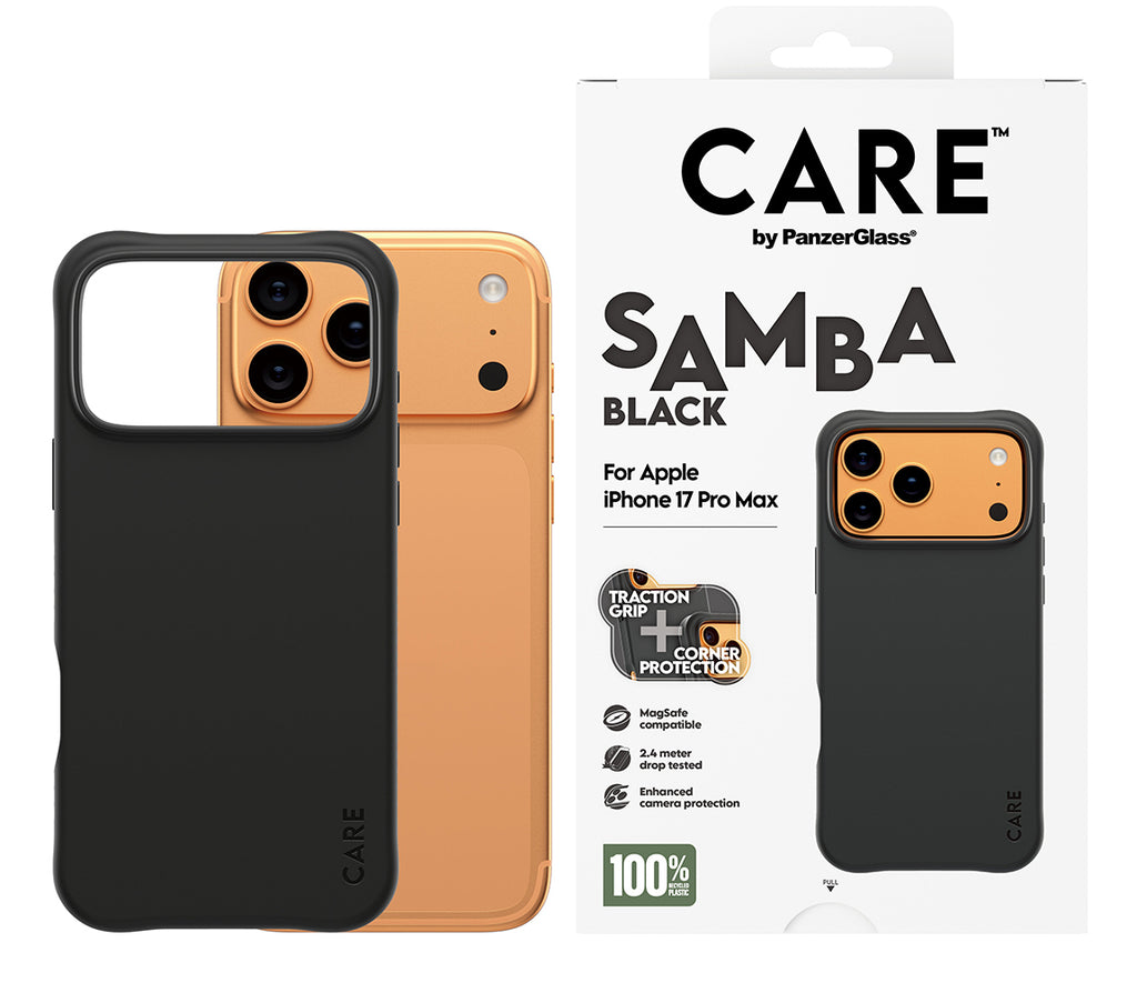 PanzerGlass CARE Samba Case Noir avec MagSafe pour iPhone 17 Pro Max, Coque de Protection