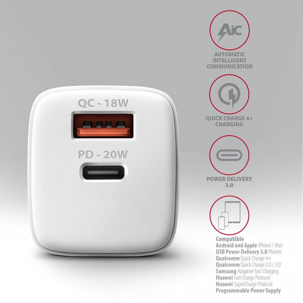 Axagon ACU-PQ20W chargeur d'appareils mobiles Universel Blanc Secteur Charge rapide Intérieure