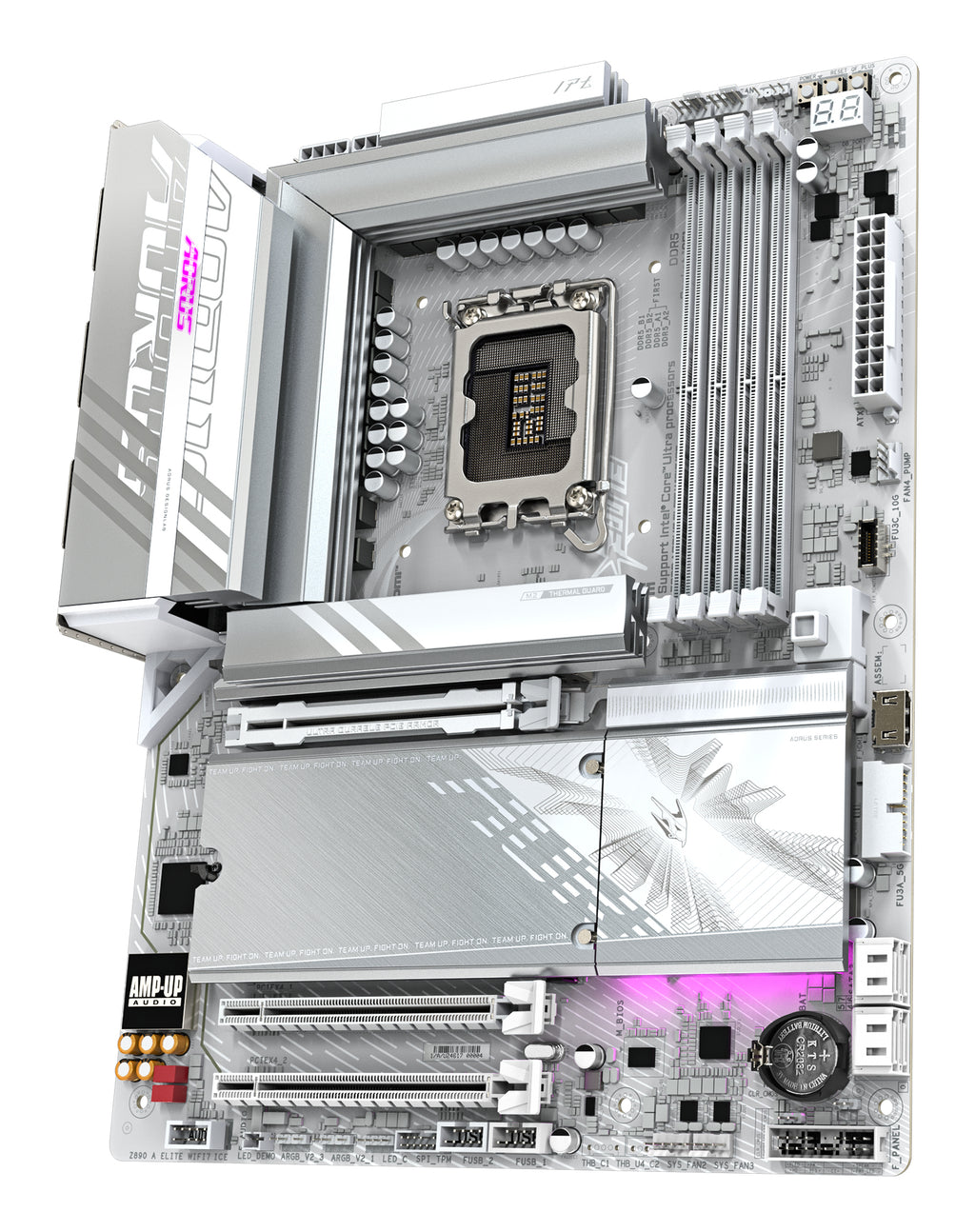 GIGABYTE Carte mère Z890 AORUS ELITE WIFI7 ICE - Prend en charge les processeurs Intel Core Ultra (Série 2), VRM à 16+1+2 phases, jusqu'à 8800MHz DDR5 (OC), 1xPCIe 5.0 + 3xPCIe 4.0, Wi-Fi 7, LAN 2.5GbE, Thunderbolt 4