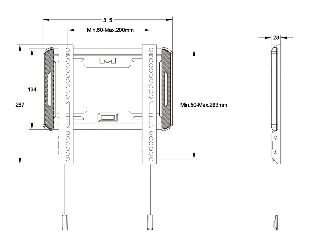Multibrackets 5631 Support Mural pour Téléviseur jusqu'à 139,7 cm (55") Noir