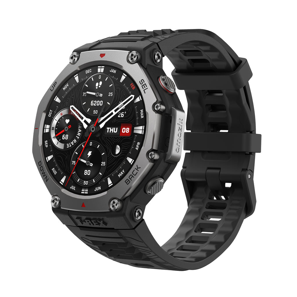 Amazfit T-Rex 3 3,81 cm (1.5") AMOLED 48.5 mm Numérique 480 x 480 pixels Écran tactile Noir Wifi GPS (satellite) - vue 2