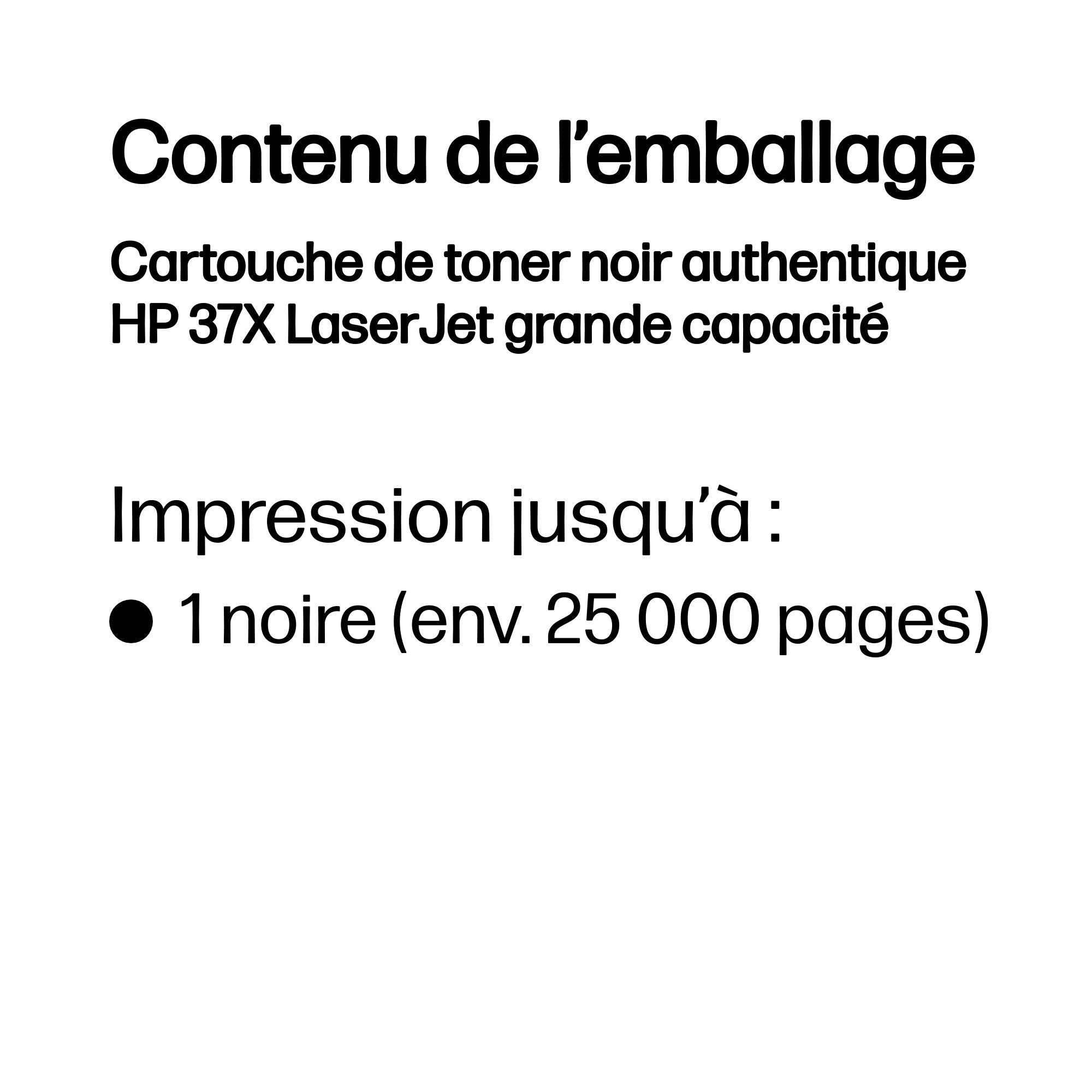 HP Cartouche de toner noir authentique 37X LaserJet grande capacité