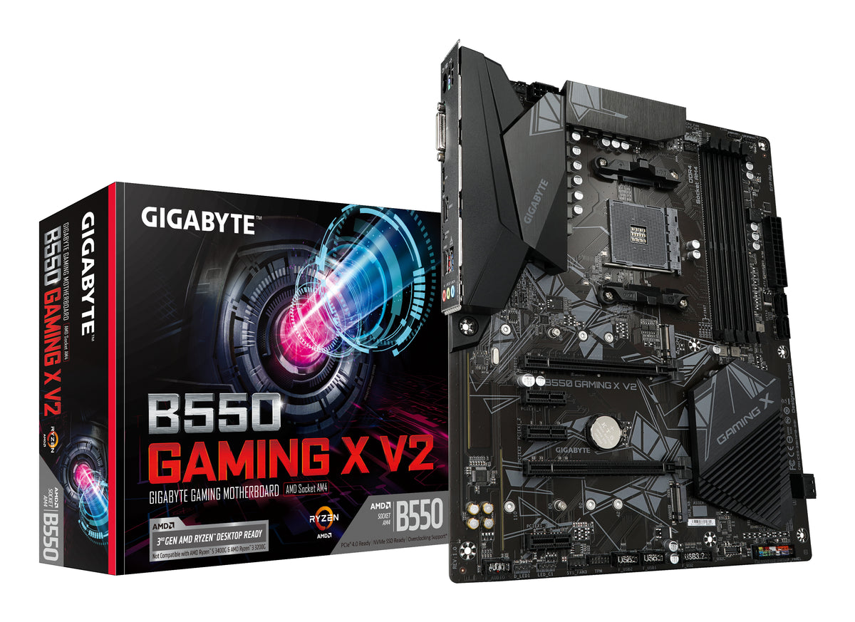 GIGABYTE B550 Gaming X V2 Carte mère - Processeurs AMD Ryzen 5000, VRM 10+3 phases, jusqu'à 4733 MHz DDR4, 1xPCIe 4.0 + 