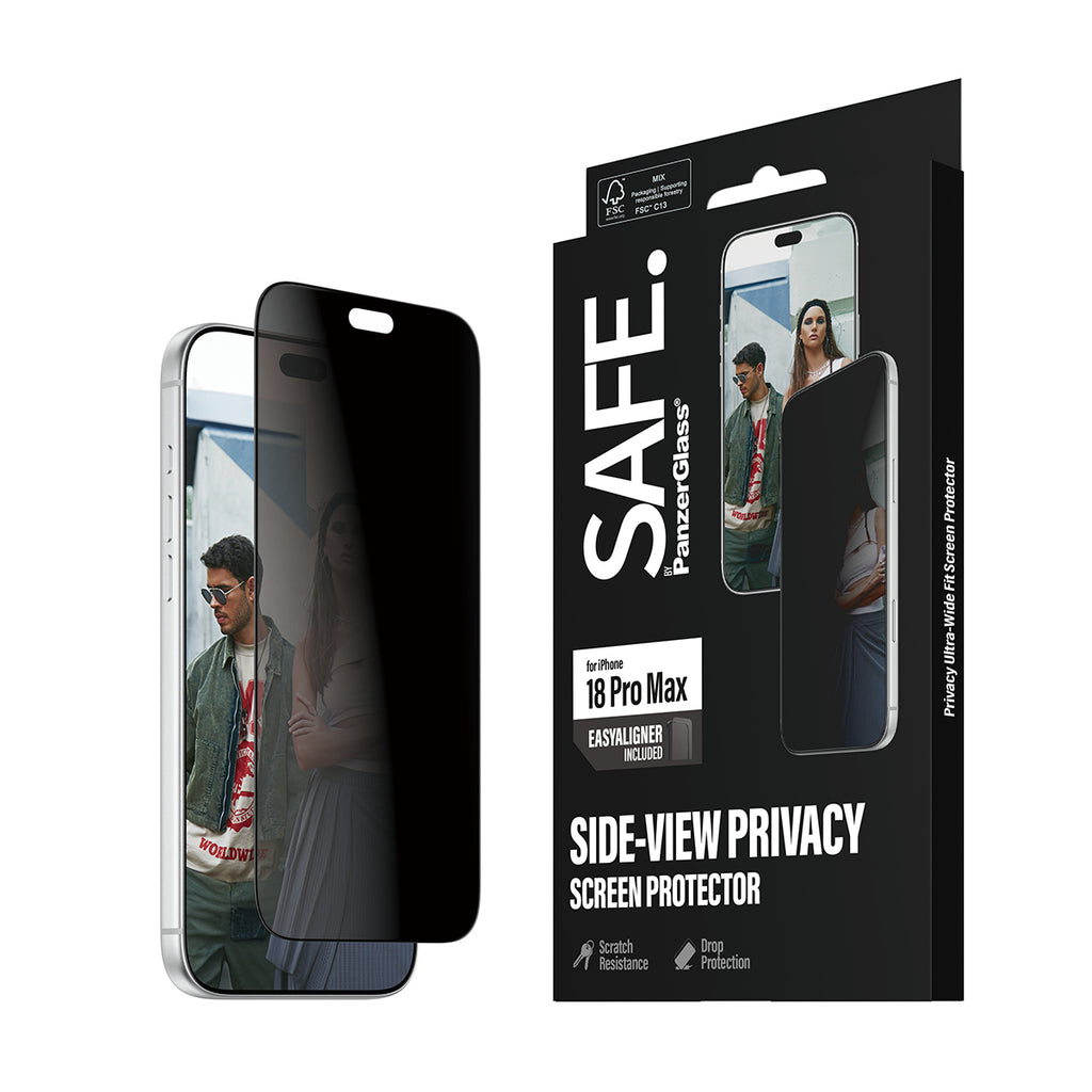 PanzerGlass SAFE. by ® Privacy Screen Protector iPhone 2026 Pro Max | Ultra-Wide Fit m. EasyAligner Protection d'écran t