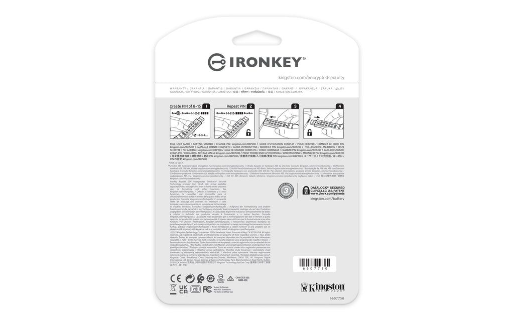 Kingston Technology IronKey Keypad 200 128 Go, Chiffrement AES-256, FIPS 140-3 Niveau 3