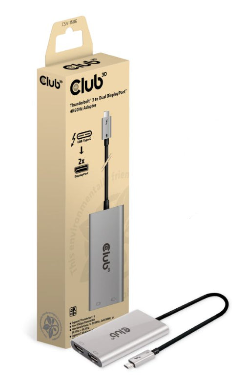 CLUB3D CSV-1586 Hub et Concentrateur Thunderbolt 3 40 Gbps, Argent