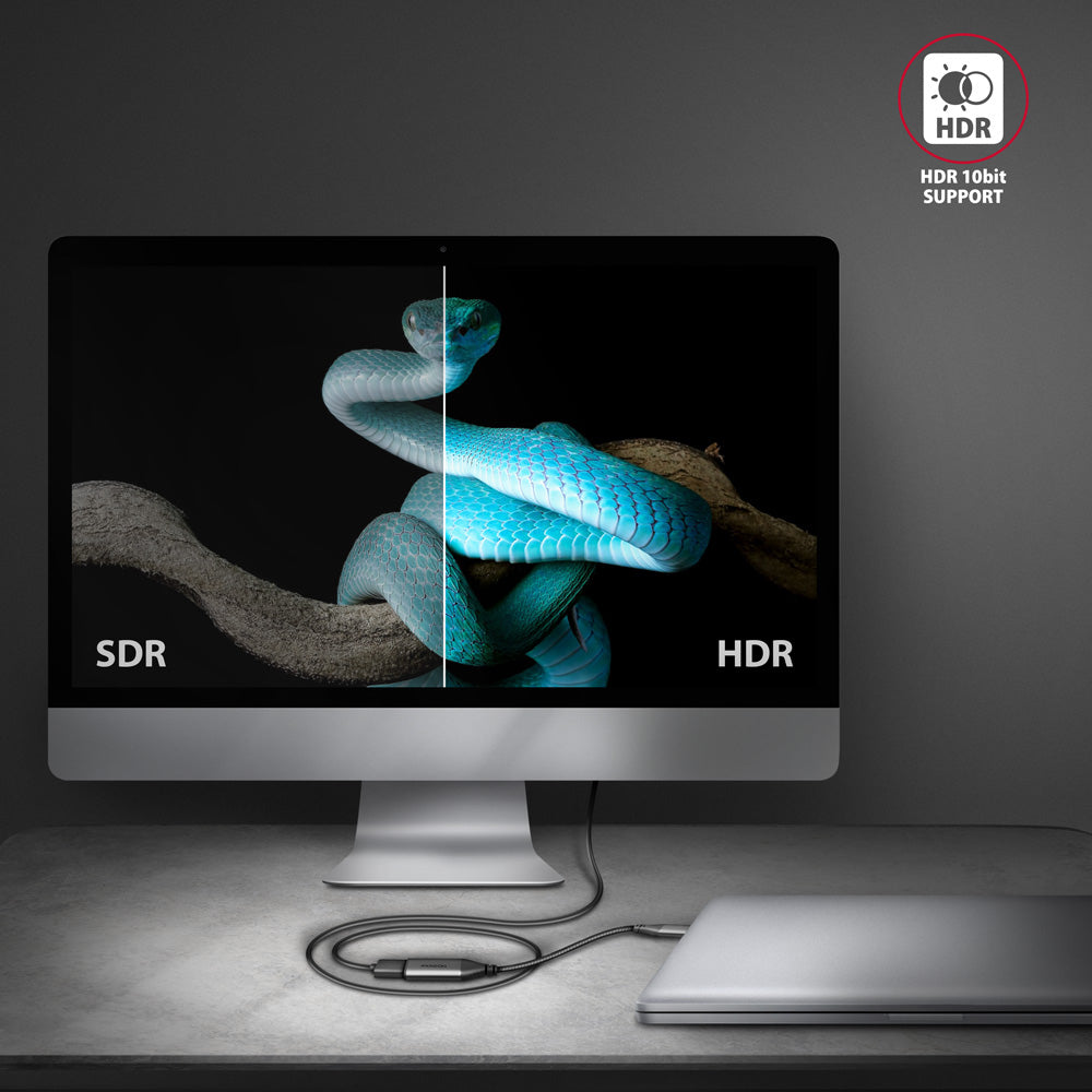 Axagon RVC-HI2M Câble Vidéo et Adaptateur USB Type-C vers HDMI, 0,25 m, Noir