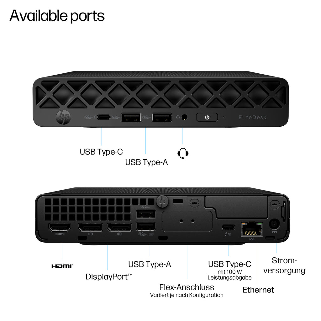 HP EliteDesk 8 G1i AI Mini PC, Intel Core Ultra 7 265T, 16GB RAM, 512GB SSD, Intel Graphics, Windows 11 Pro