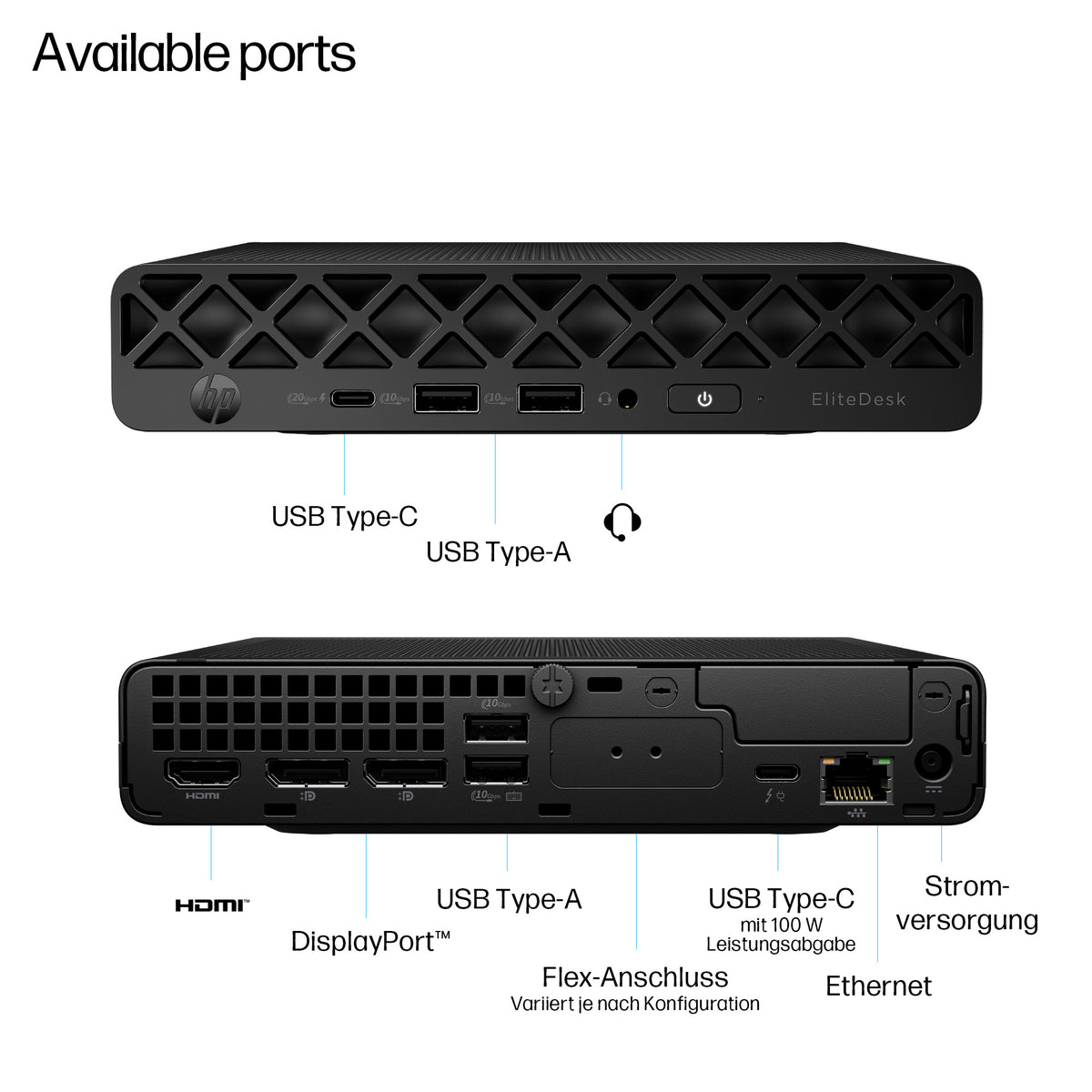 HP EliteDesk 8 G1i AI Mini PC, Intel Core Ultra 7 265T, 16GB RAM, 512GB SSD, Intel Graphics, Windows 11 Pro