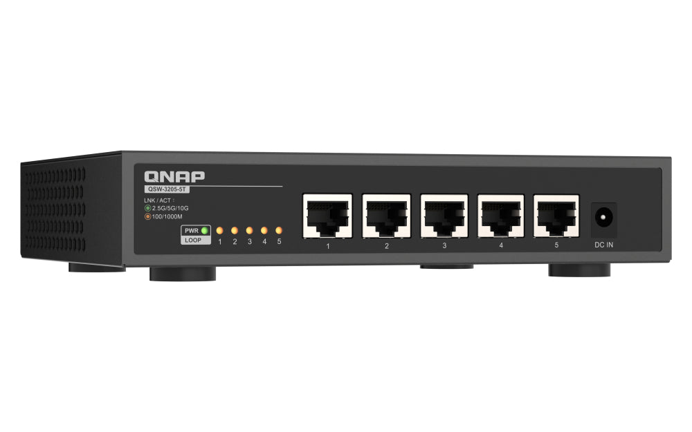 QNAP QSW-3205-5T Commutateur Réseau Non-géré 10G Ethernet 5 Ports, Noir