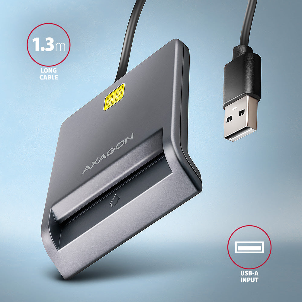Axagon CRE-SM3T USB Smart card Flat lecteur de cartes à puce Intérieure USB 2.0 Noir - vue 4