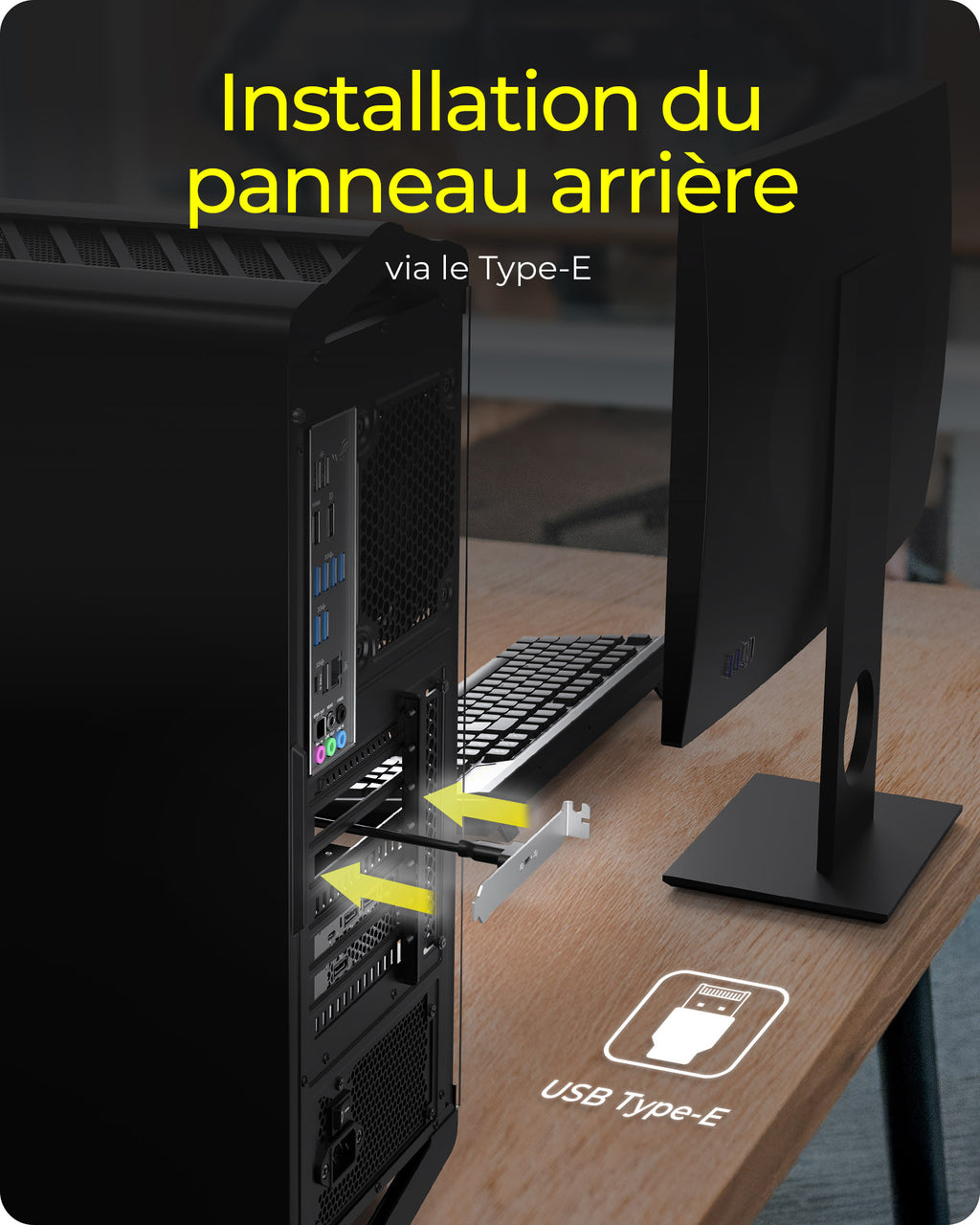 Panneau Arrière USB Type-C avec Connecteur Interne USB Type-E, USB 3.2 Gen 2x2, IB-AC553