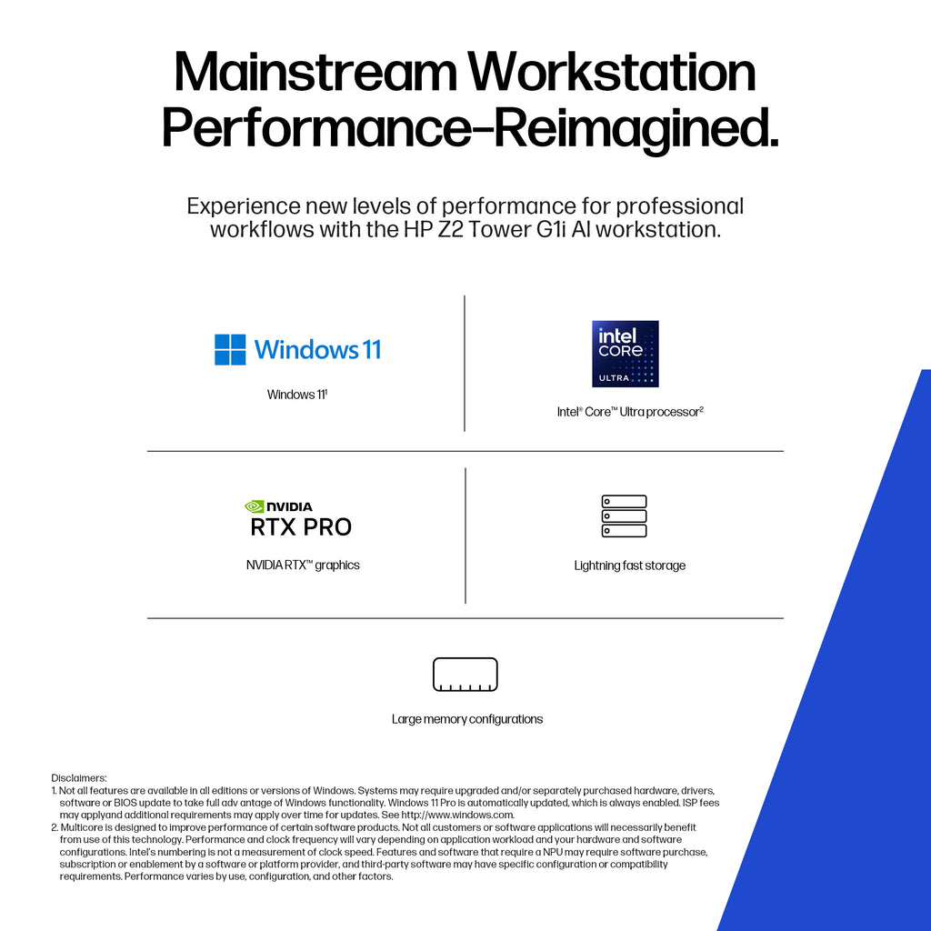 HP Workstation Z2 G1i Tower, Intel Core Ultra 7 265K, 64GB RAM, 1TB SSD, NVIDIA RTX PRO 2000 Blackwell, Windows 11 Pro