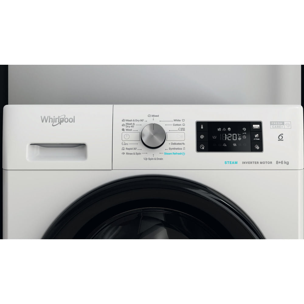 Whirlpool FFWDB 864349 BV EE machine à laver avec sèche linge Pose libre Charge avant Blanc