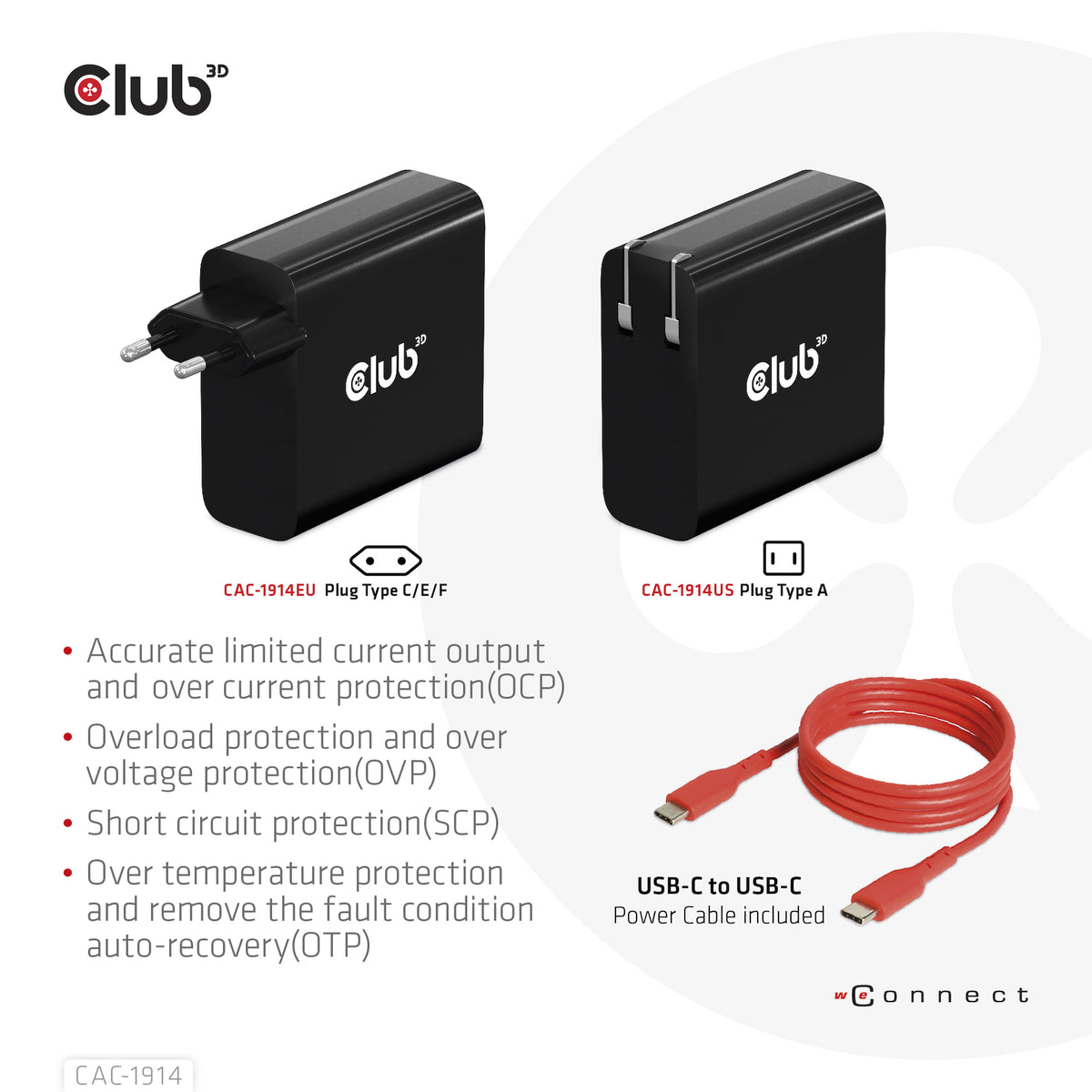 Club 3D CAC-1914EU Adaptateur d'Alimentation GaN 140W