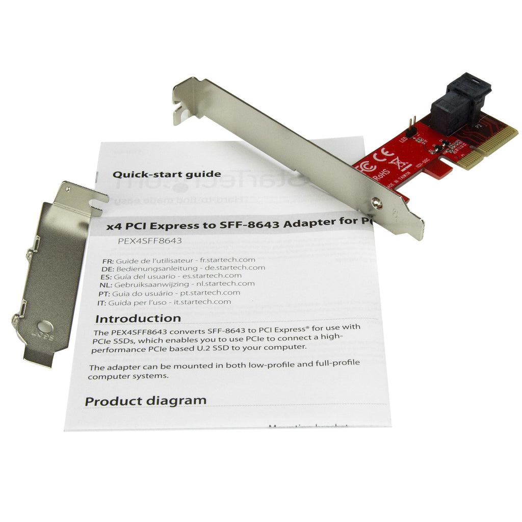 StarTech.com Adaptateur PCI Express x4 vers SFF-8643 pour SSD U.2 PCIe NVMe 2.5"