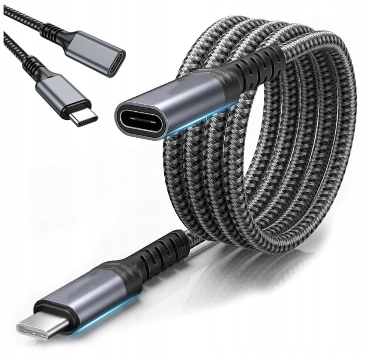 CÂBLE Rallonge USB-C femelle Thunderbolt 3 4K 60 Hz 10 Gbps 100 W 2 m Zenwire ZC-12