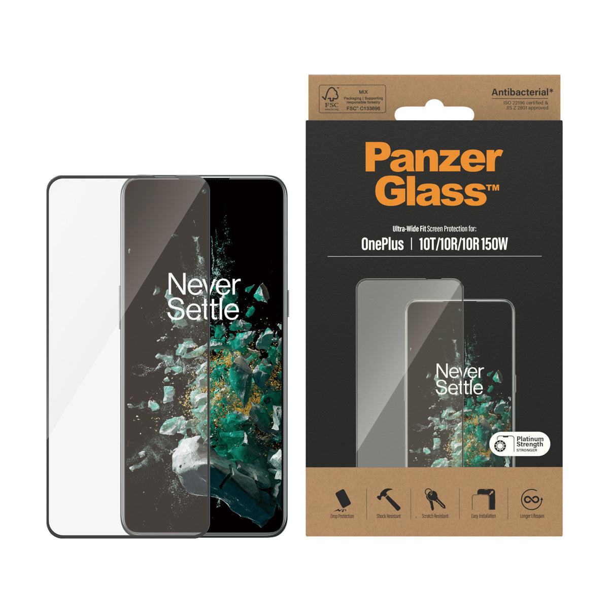 PanzerGlass ® Screen Protector OnePlus 10T | 10R | 10R | 150W | Ultra-Wide Fit | Black Protection d'écran transparent 1 pièce(s) - vue 2