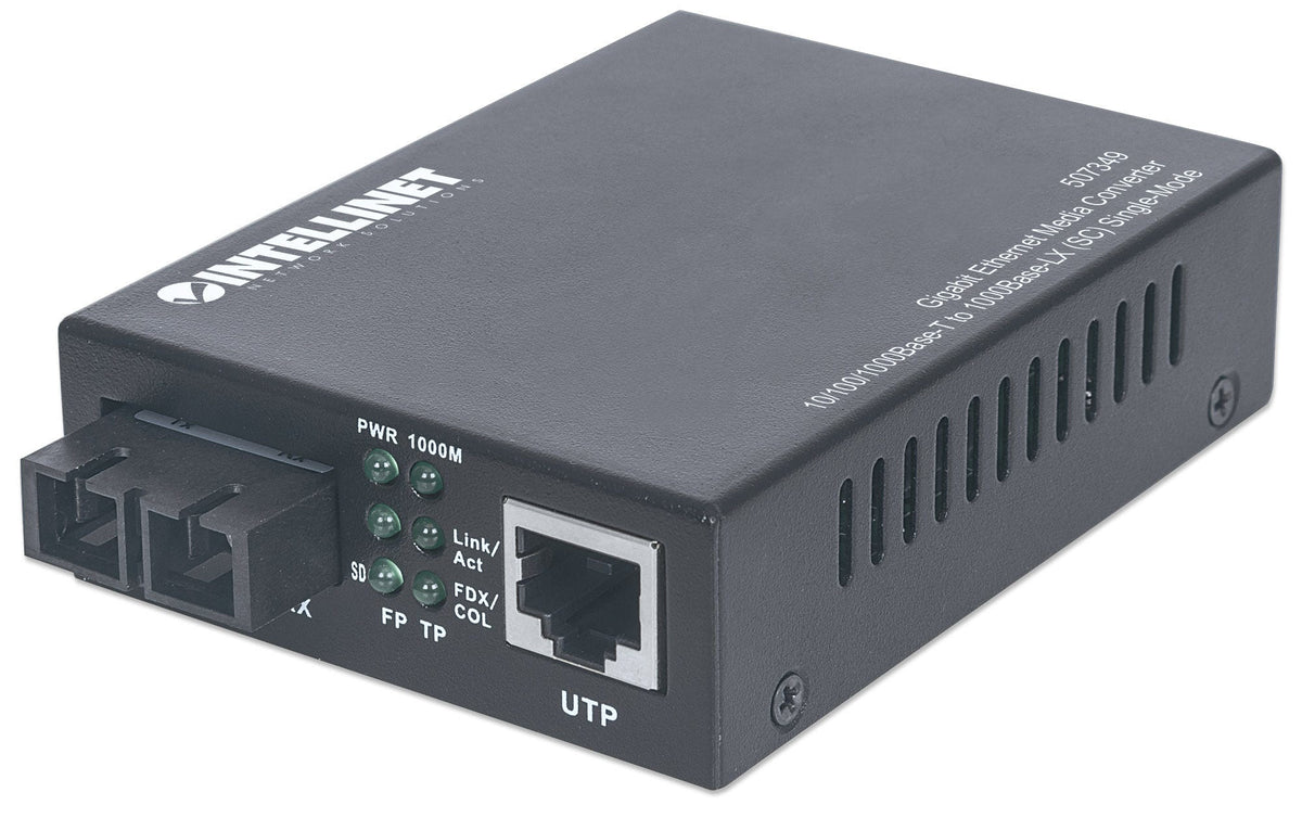 Intellinet 507349 Convertisseur de Support Réseau 1000 Mbit/s 1310 nm Monomode Noir
