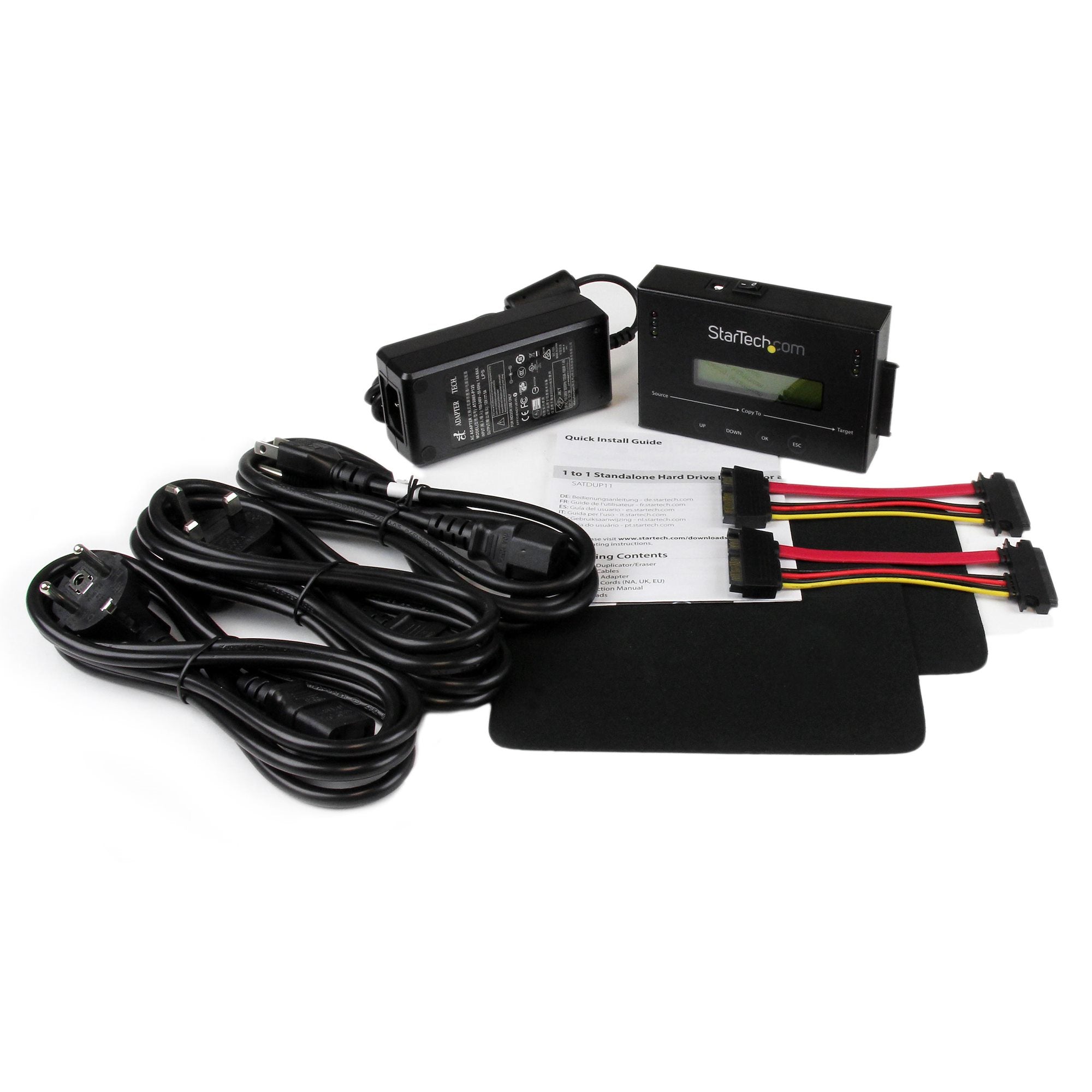 StarTech.com Duplicateur et Effaceur de Disque Dur Autonome 1:1, Cloneur et Effaceur de Disque SATA HDD/SSD, Écran LCD, Conforme TAA, Indépendant du Système d'Exploitation