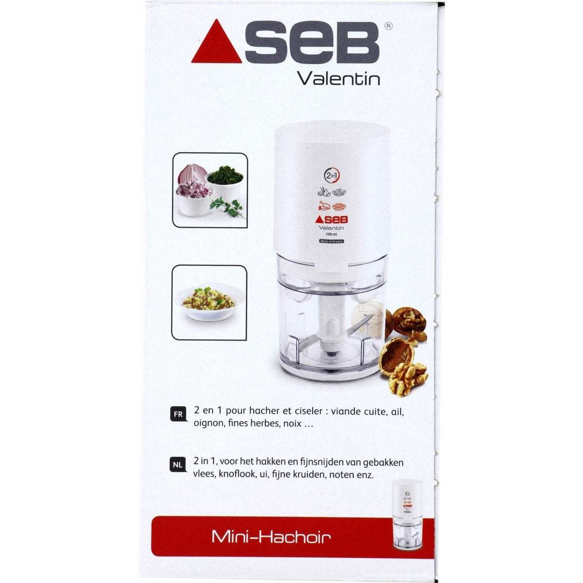 SEB Mini-hachoir Electrique Valentin 2-en-1, Puissant et Compact 855306