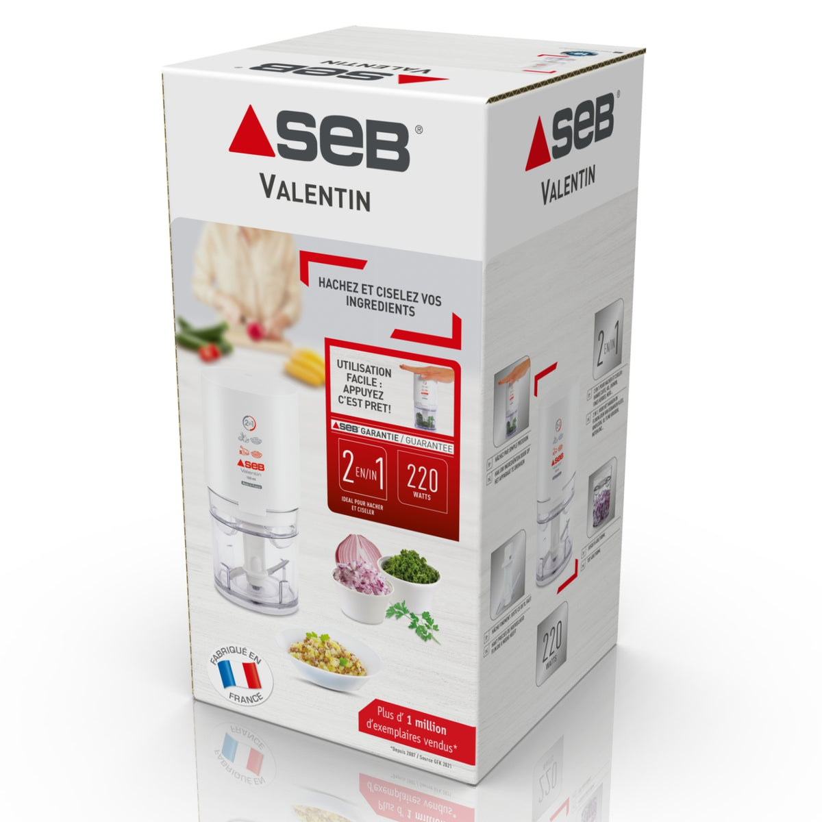 SEB Mini-hachoir Electrique Valentin 2-en-1, Puissant et Compact 855306