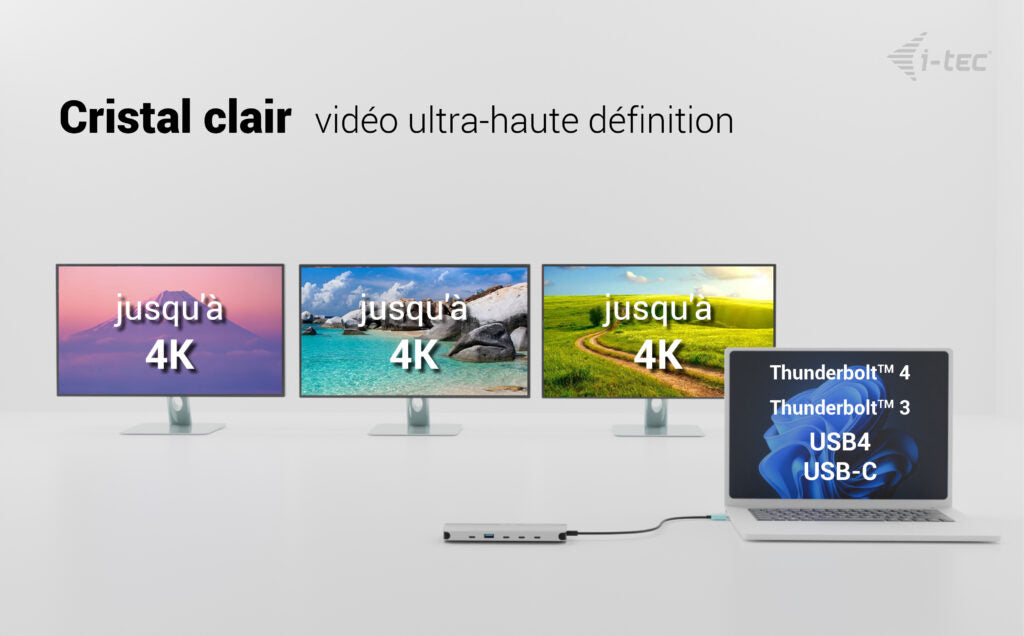 i-tec Metal USB-C Nano 3x Display Dock, 2x HDMI, 1x USB-C Vidéo, Power Delivery 140W
