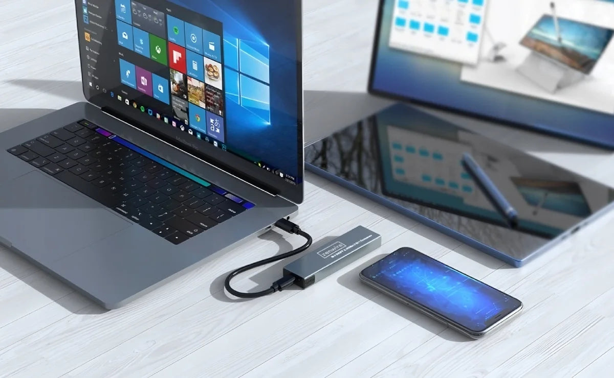 Boîtier de transport pour SSD NVMe/SATA PCIe M.2 USB-C M.2 Gen 2 10 Gbit/s Zenwire BS-2809SN