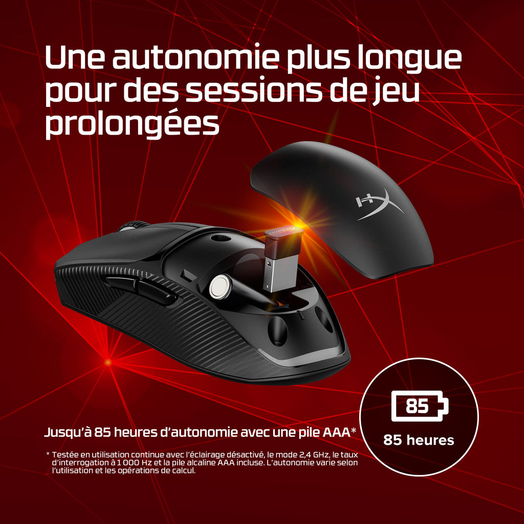 HyperX Pulsefire Fuse Souris de Jeu Sans Fil, Noire