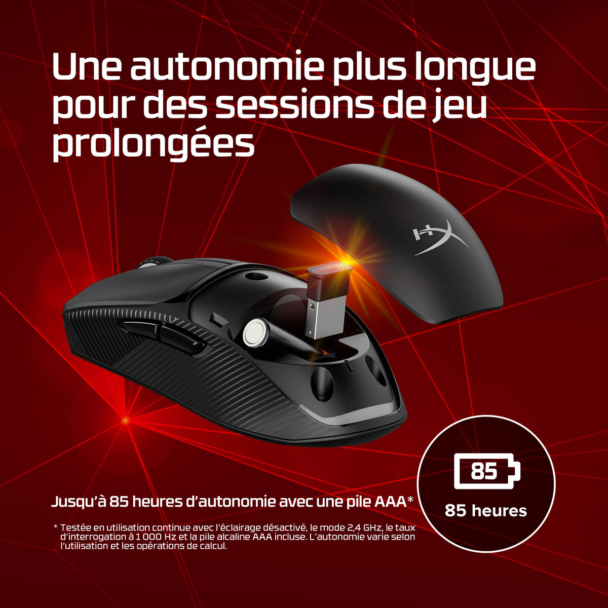 HyperX Pulsefire Fuse Souris de Jeu Sans Fil, Noire