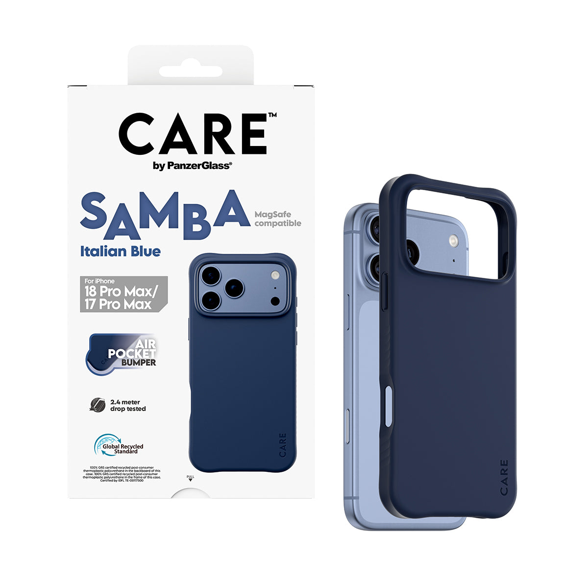 PanzerGlass CARE™ by ® Samba Case Italian Blue w. MagSafe iPhone 2026 Pro Max | 17 Pro Max coque de protection pour télé