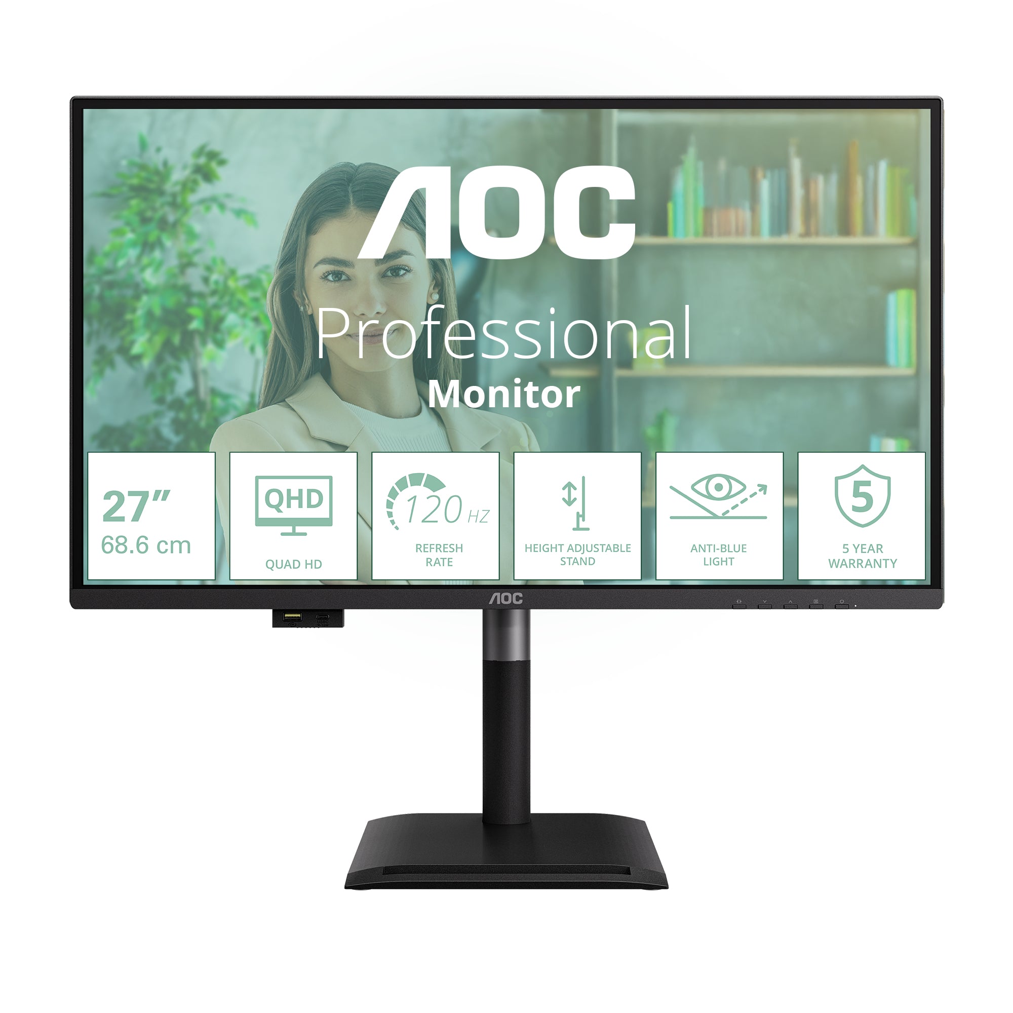 AOC Q27P4U écran plat de PC 68,6 cm (27") 2560 x 1440 pixels Wide Quad HD Noir