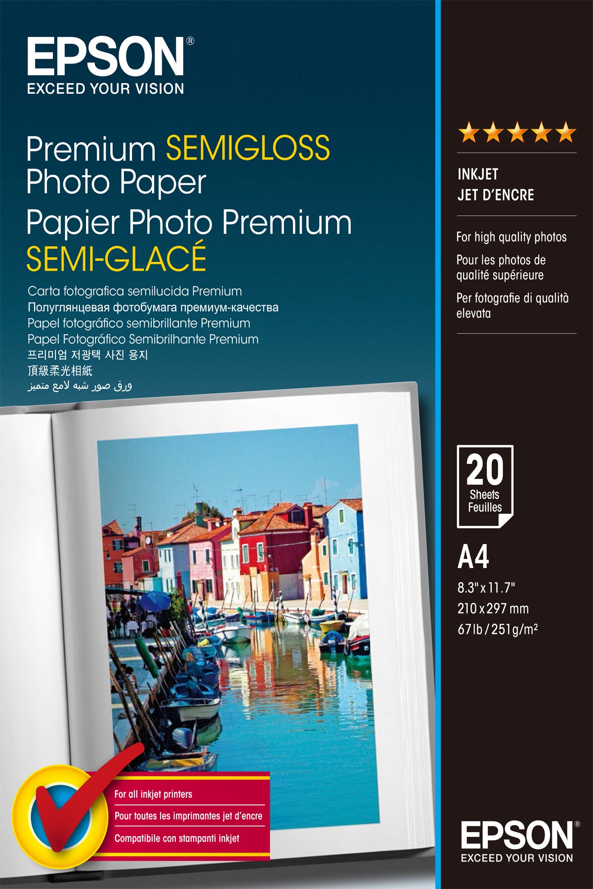 Epson Premium Semi-Gloss Photo Paper - A4 - 20 Feuilles