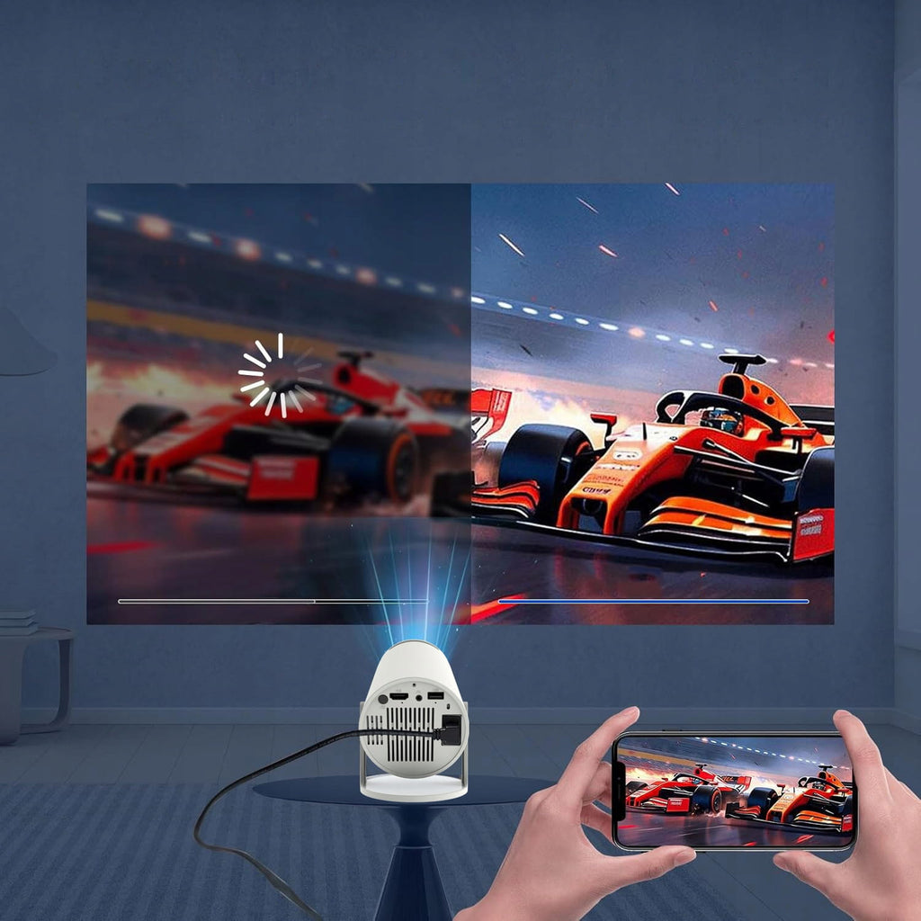 Mini-projecteur portable Android 13 avec Wi-Fi, projection rotative, Full HD 4K, Bluetooth, correction automatique de la distorsion 4D, Zenwire R1 360