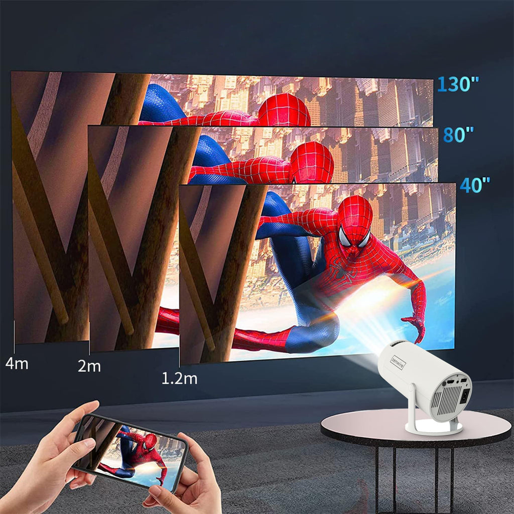 Mini-projecteur portable Android 13 avec Wi-Fi, projection rotative, Full HD 4K, Bluetooth, correction automatique de la distorsion 4D, Zenwire R1 360