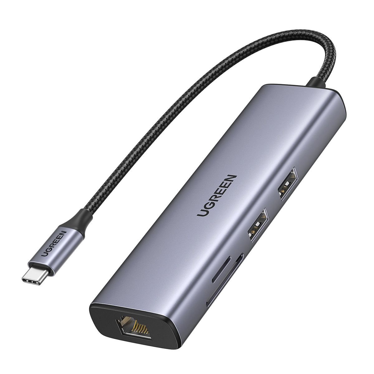 Ugreen USB-C to 2*USB3.0+HDMI+RJ 45+SD&TF+PD port Hub - vue 2