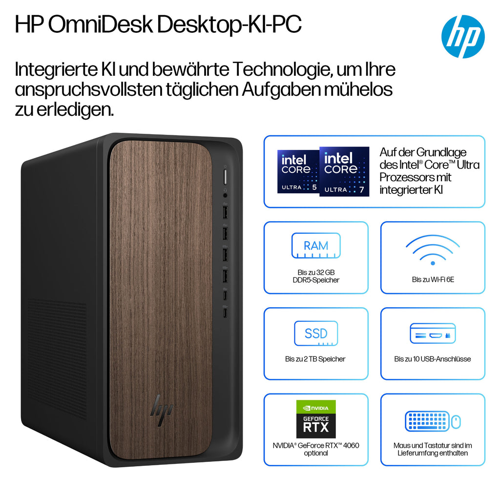 HP OmniDesk AI M03-0157ng Tower Core Ultra 5 225 16GB 1TB Intel Graphics Windows 11 Home