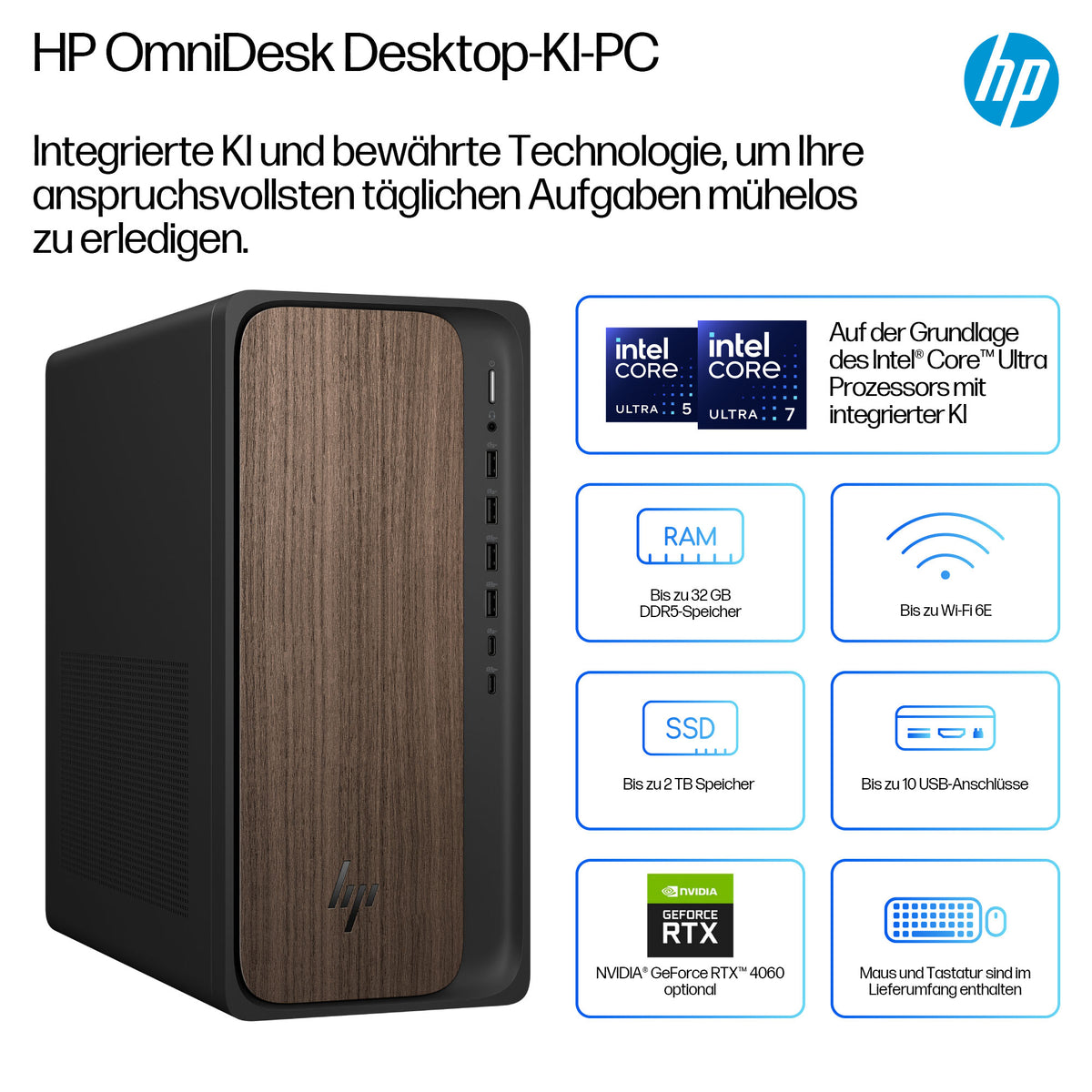 HP OmniDesk AI M03-0157ng Tower Core Ultra 5 225 16GB 1TB Intel Graphics Windows 11 Home