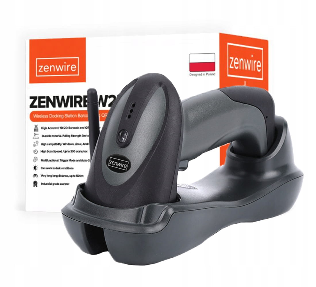 Lecteur de codes-barres EAN avec station d'accueil USB sans fil 1D Zenwire W903