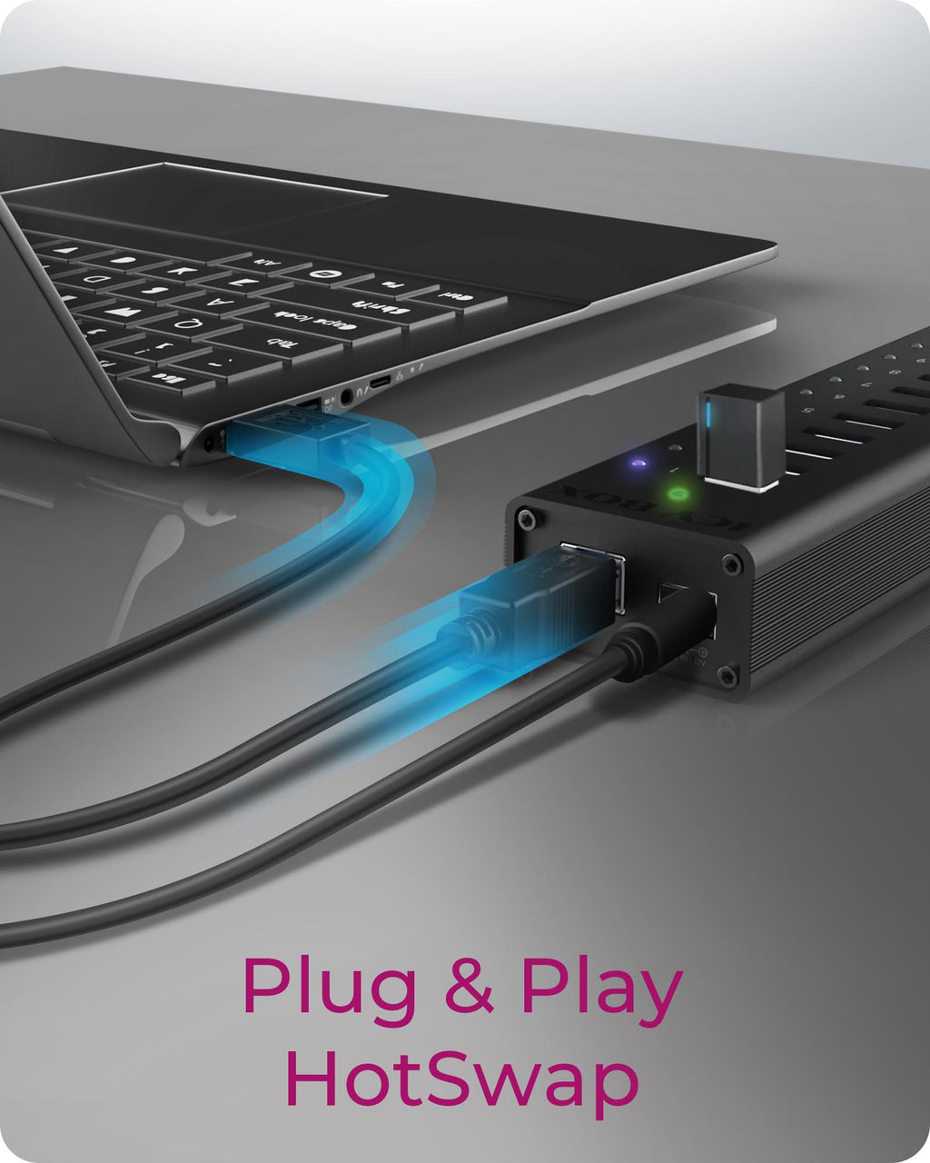 ICY BOX IB-AC6113 USB 3.2 Gen 1 (3.1 Gen 1) Type-B 5000 Mbit/s Noir