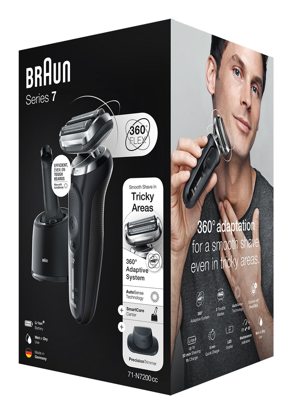 Braun Series 7 71-N7200cc Rasoir à grille Tondeuse Noir