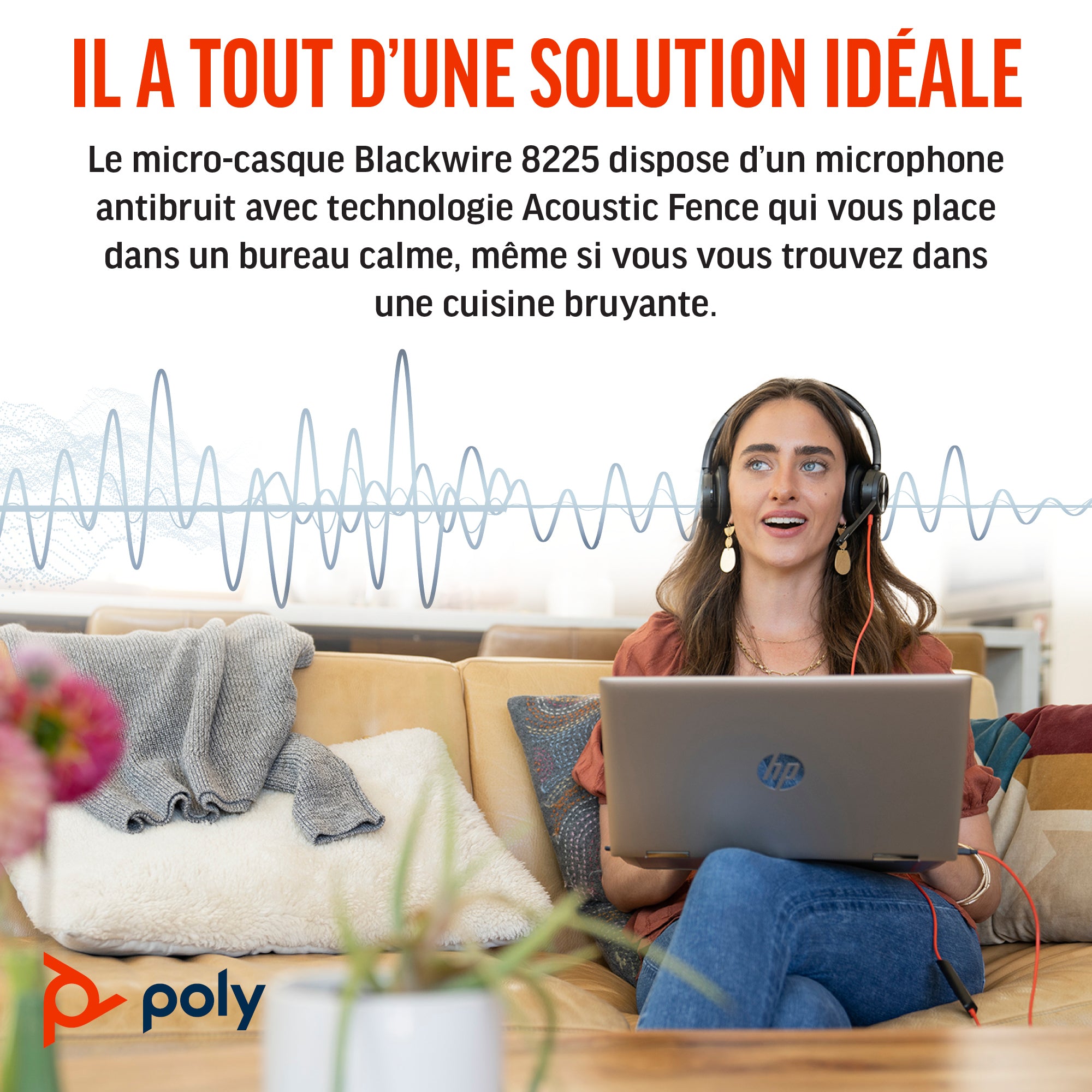 HP Poly Micro-casque Poly Blackwire 8225 stéréo USB-C certifié Microsoft Teams + adaptateur USB-C/A