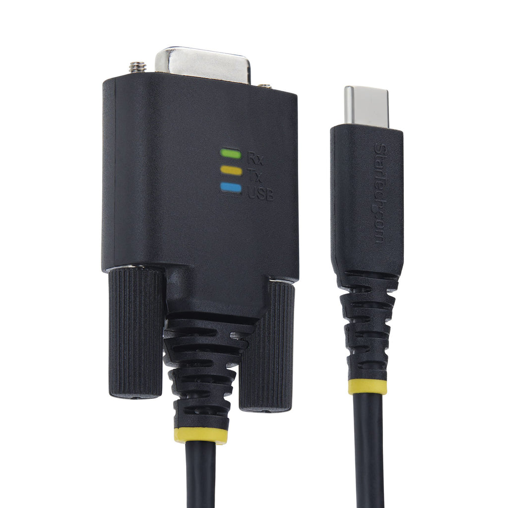 StarTech.com Câble Adaptateur USB-C vers Série de 2 m, Rétention COM, Puce FTDI, Type-C vers DB9 RS232 Mâle, Voyants d'É