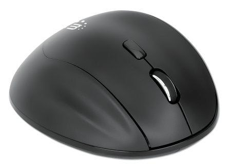 Manhattan Souris Ergonomique Sans Fil, DPI Réglable 800/1200/1600, Récepteur USB-A et USB-C, 6 Boutons, Noire
