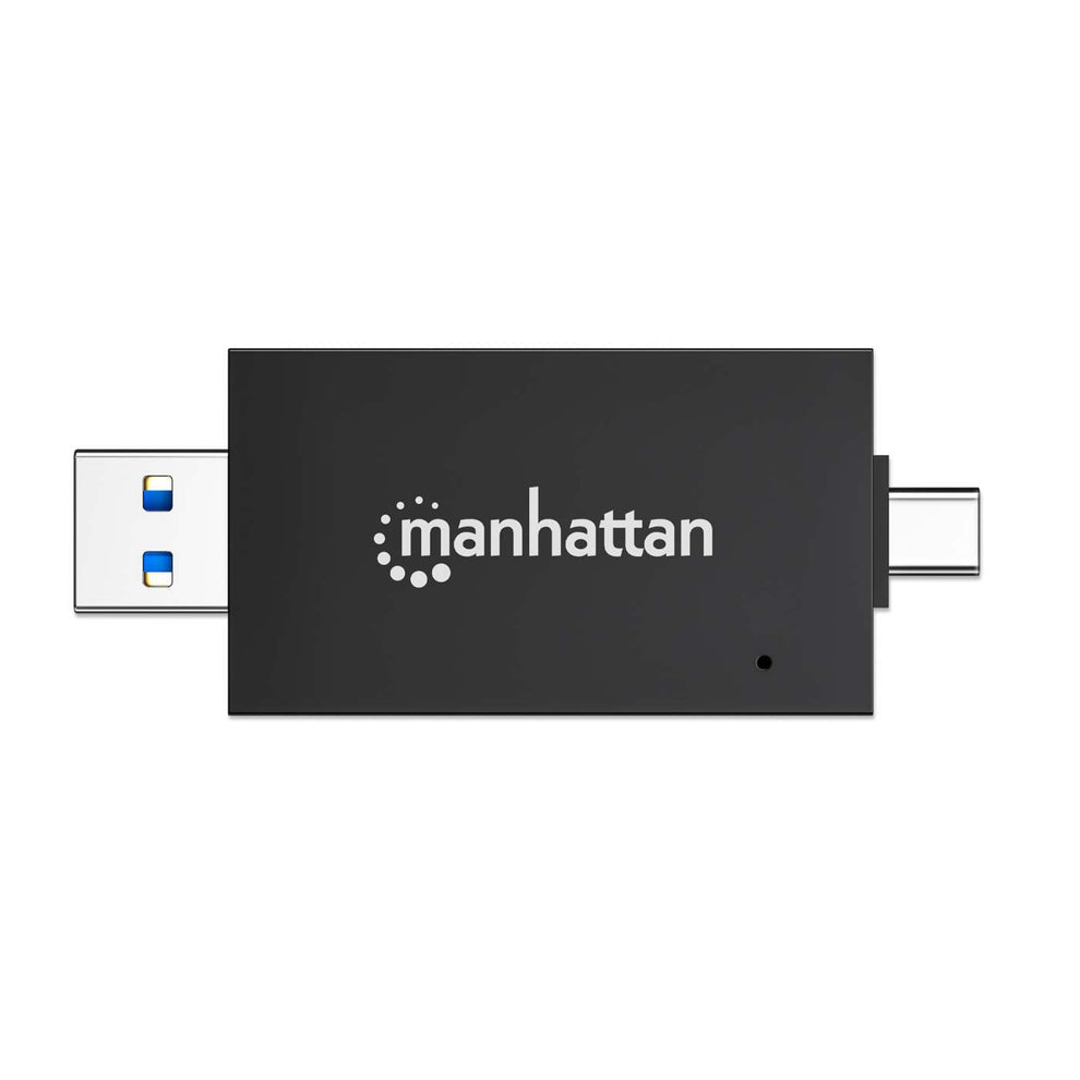Manhattan Lecteur de Cartes Multiformat USB-A/USB-C, 5 Gbps USB 3.0, SD et microSD, Noir/Translucide