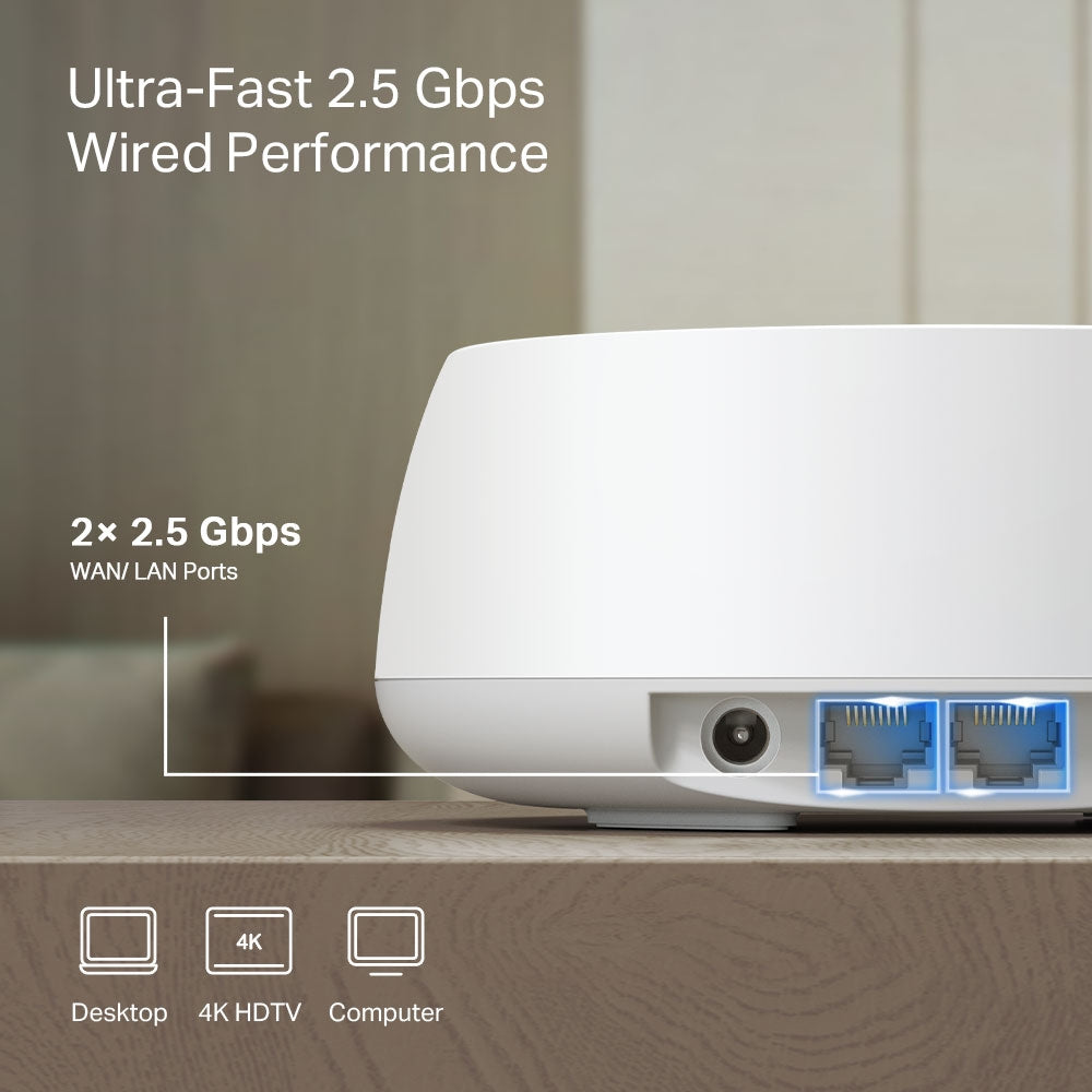 TP-Link DECO BE25(2-PACK) système Wi-Fi maillé Bi-bande (2,4 GHz / 5 GHz) Wi-Fi 7 (802.11be) Blanc Interne