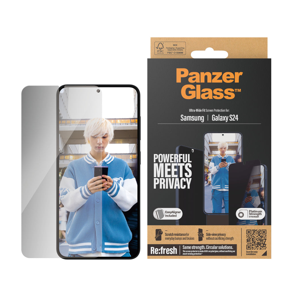 PanzerGlass Protection d'écran de Confidentialité pour Samsung Galaxy S24, Ultra-Wide Fit avec EasyAligner